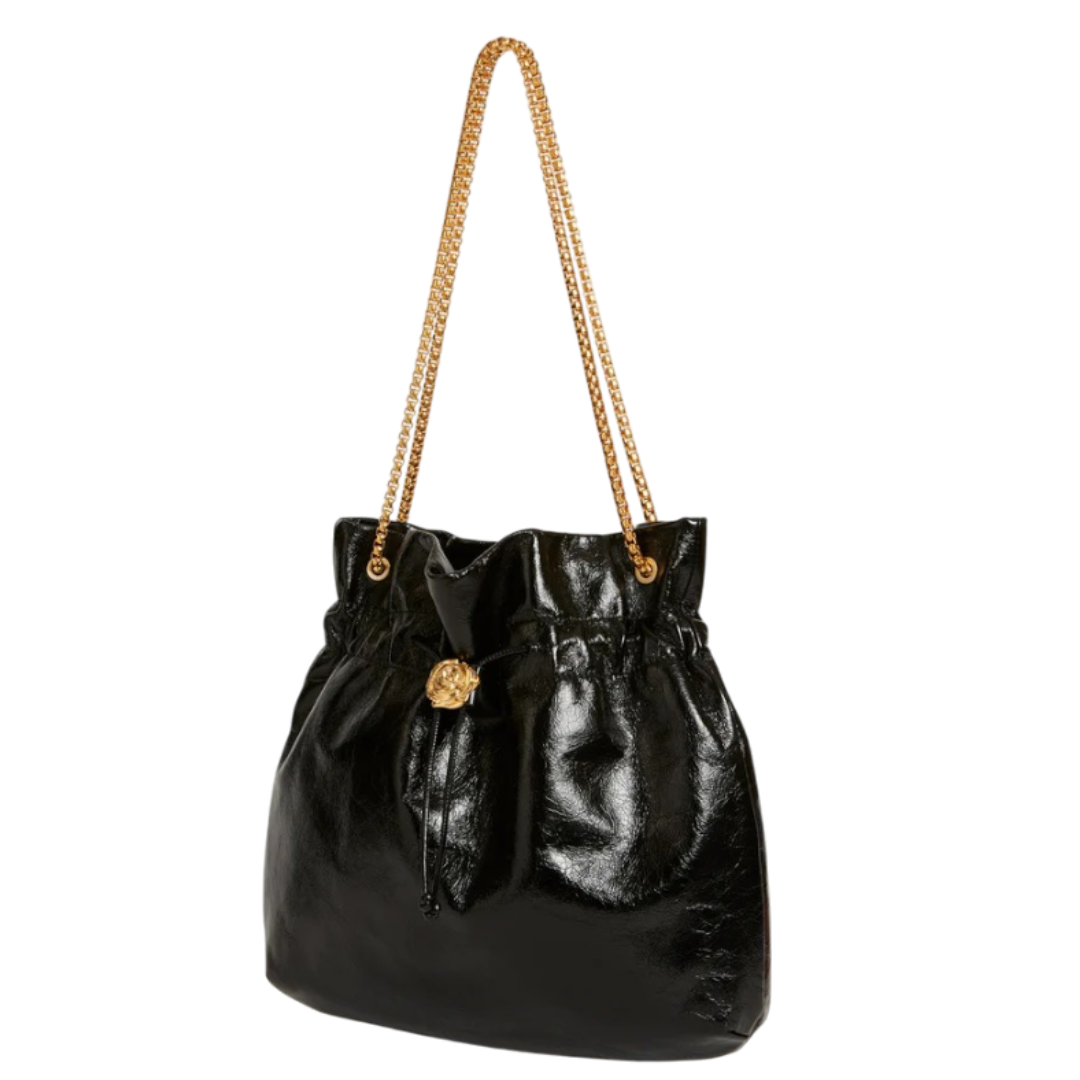 Regeneo Elegant Black Drawstring Shoulder Bag