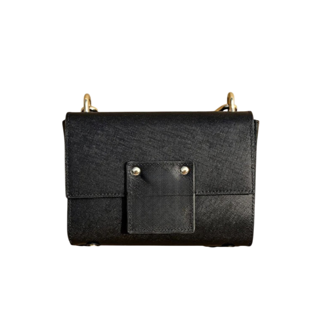 Regeneo Classic Black Textured Crossbody Bag