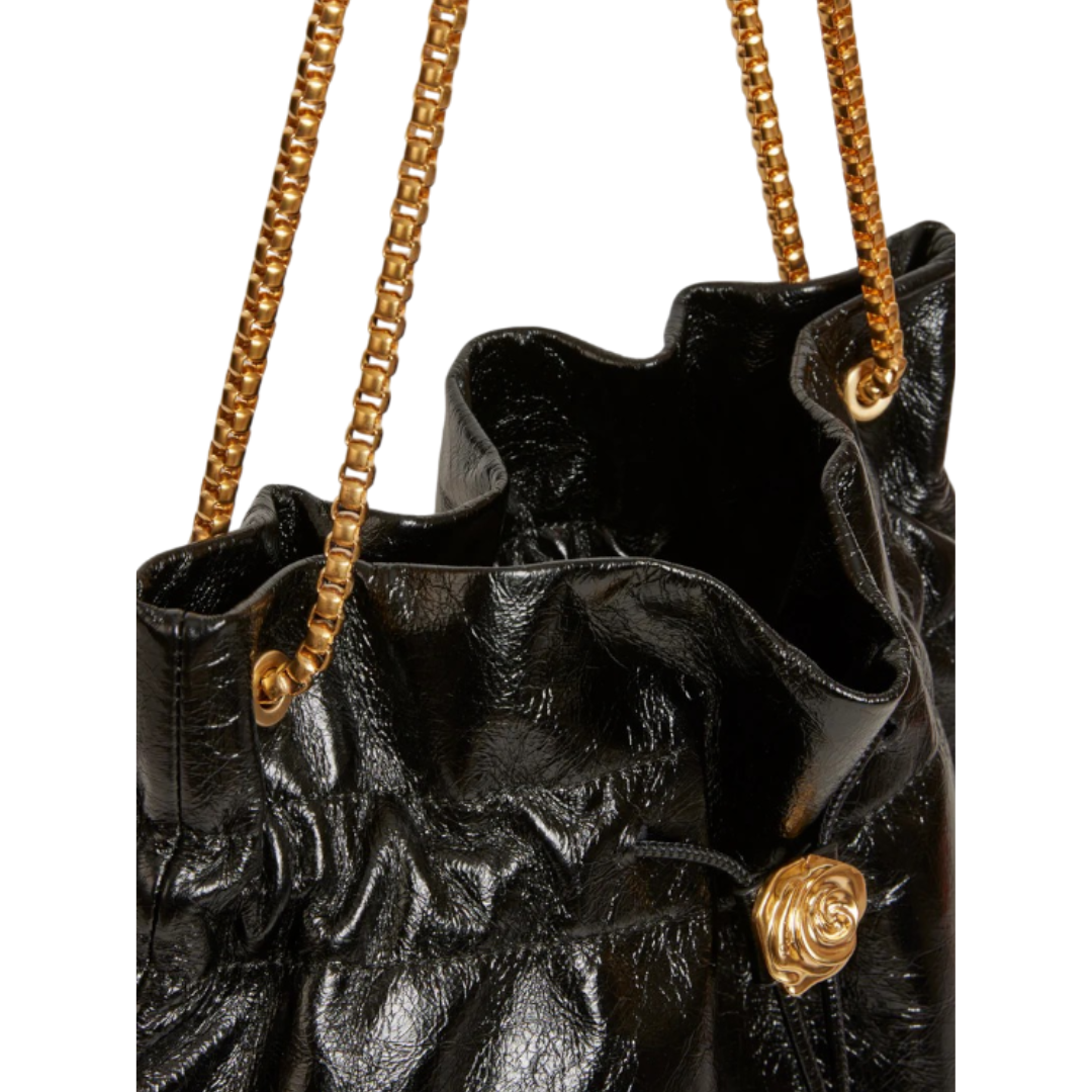 Regeneo Elegant Black Drawstring Shoulder Bag