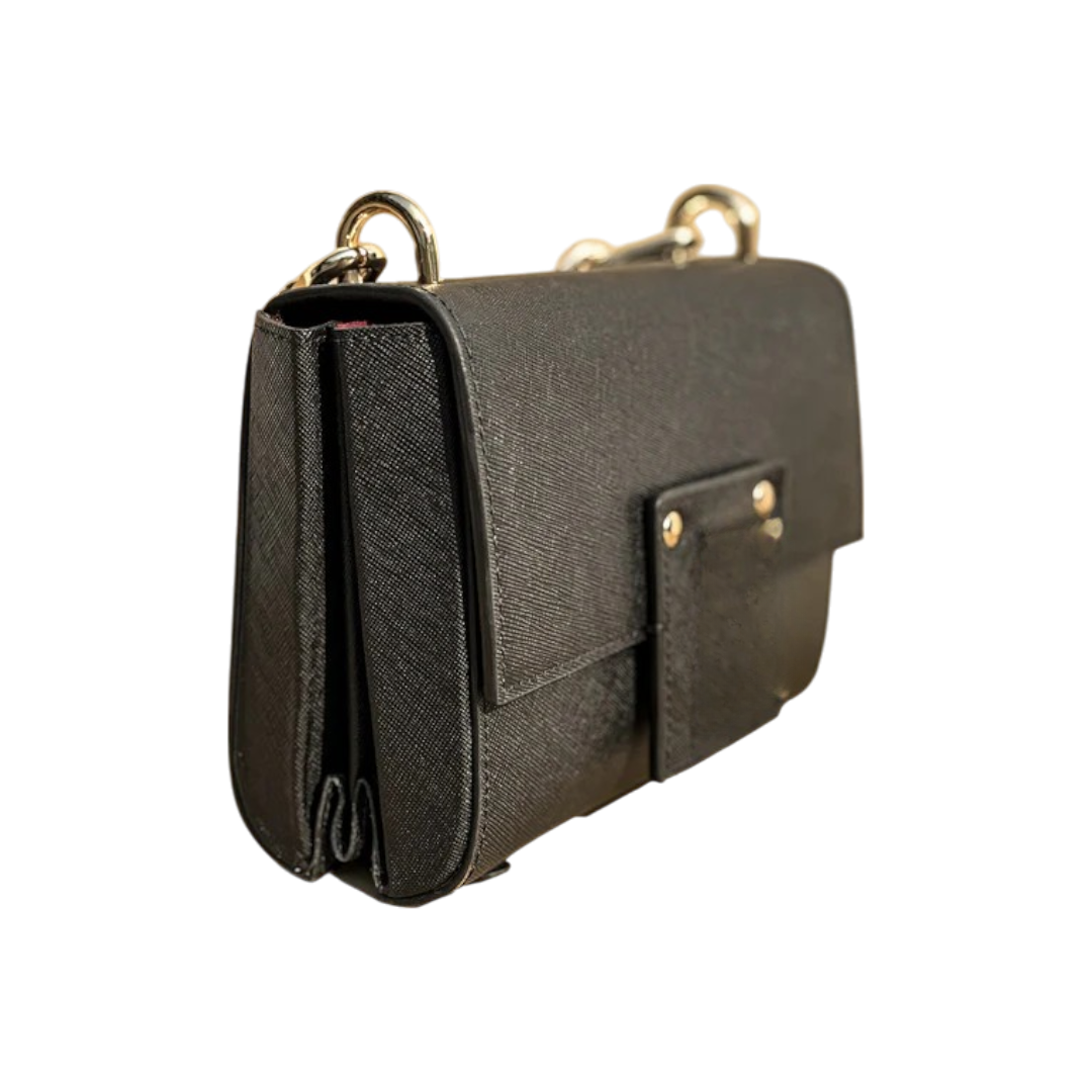 Regeneo Classic Black Textured Crossbody Bag