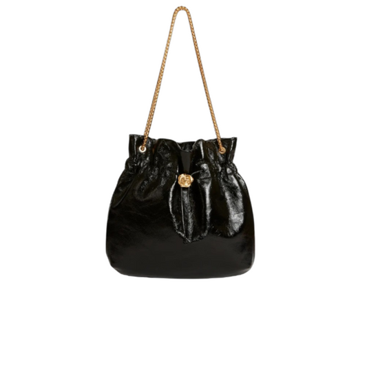 Regeneo Elegant Black Drawstring Shoulder Bag