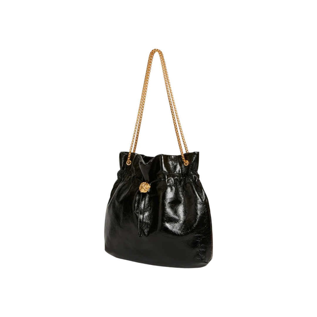 Regeneo Elegant Black Drawstring Shoulder Bag