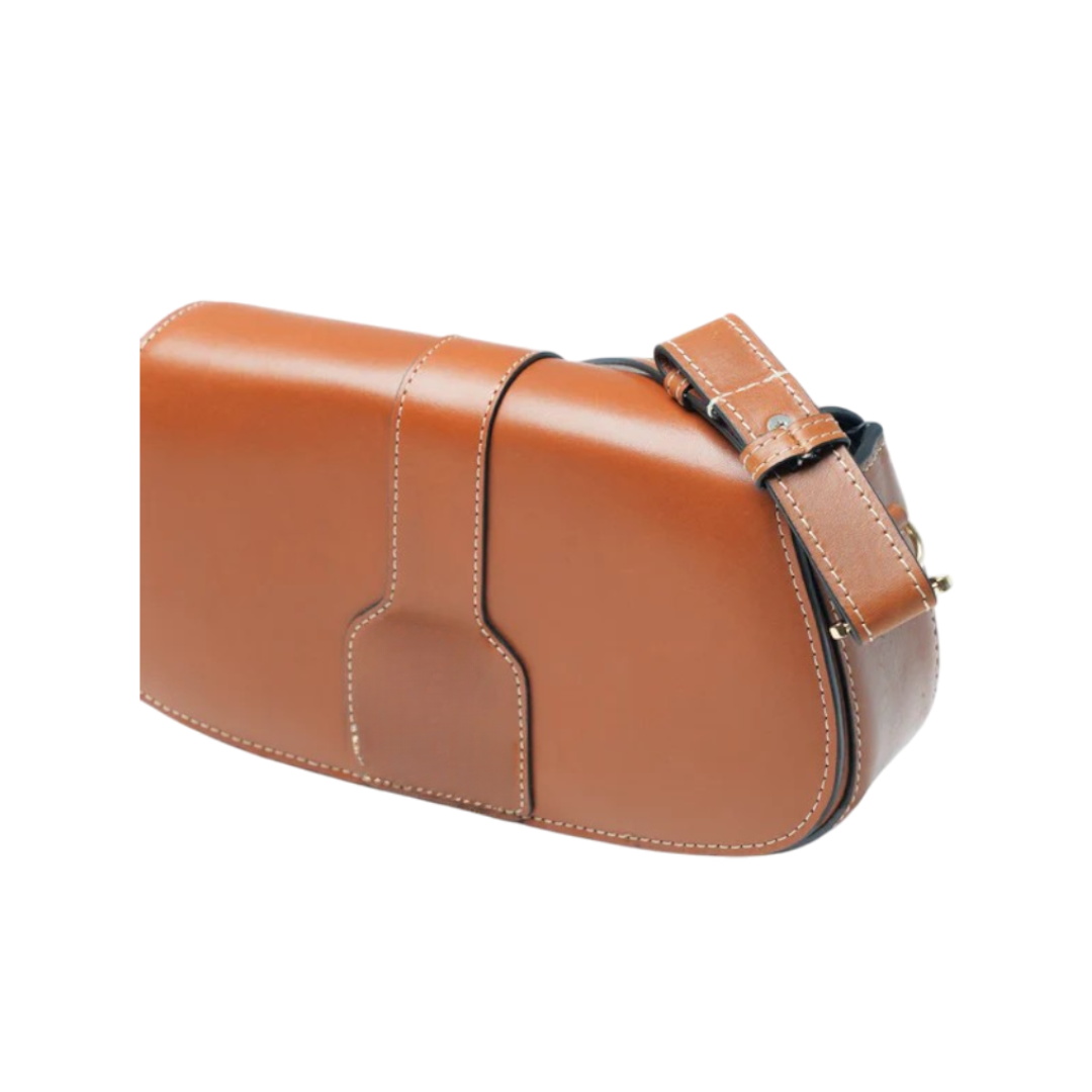 Regeneo Classic Brown Leather Baguette Bag