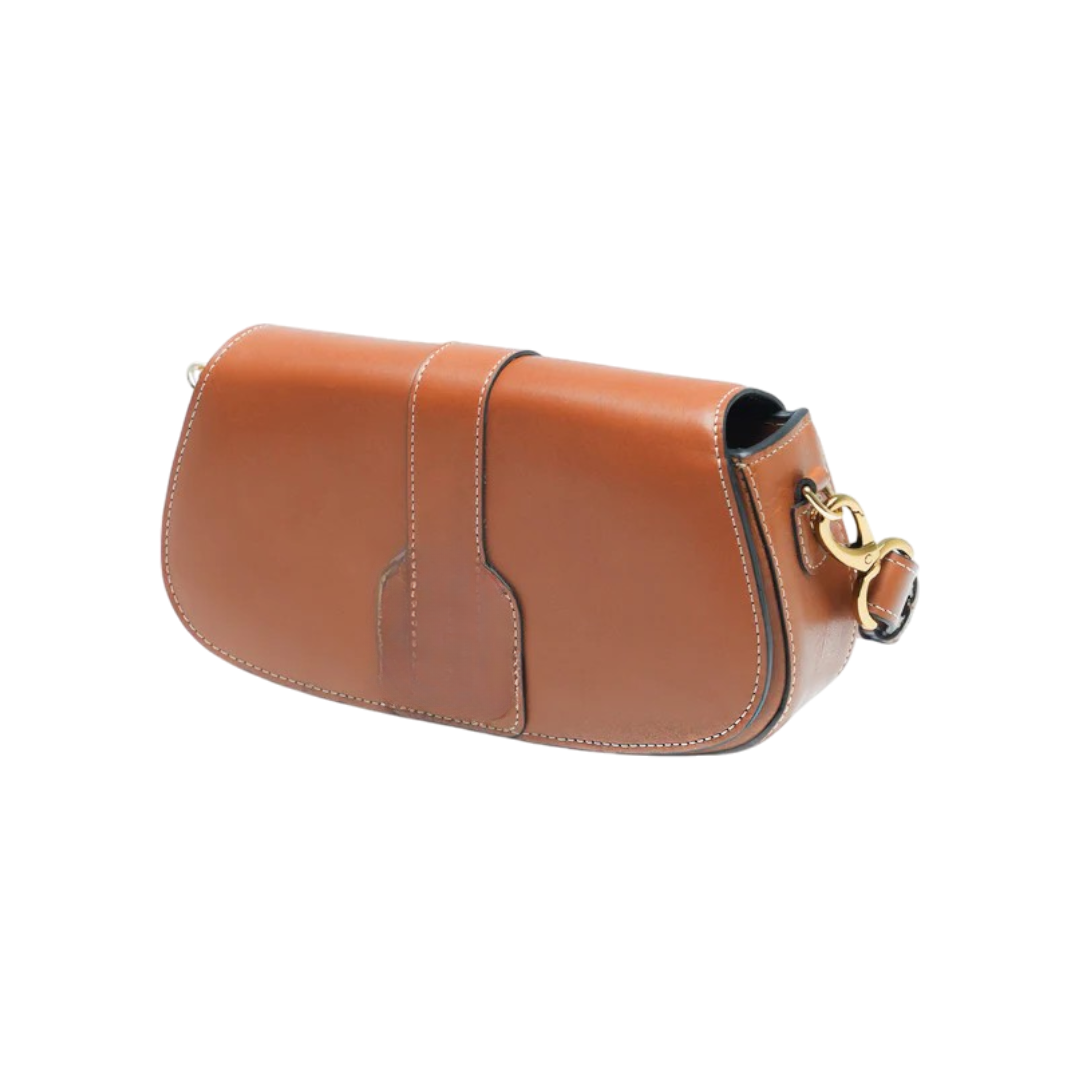 Regeneo Classic Brown Leather Baguette Bag