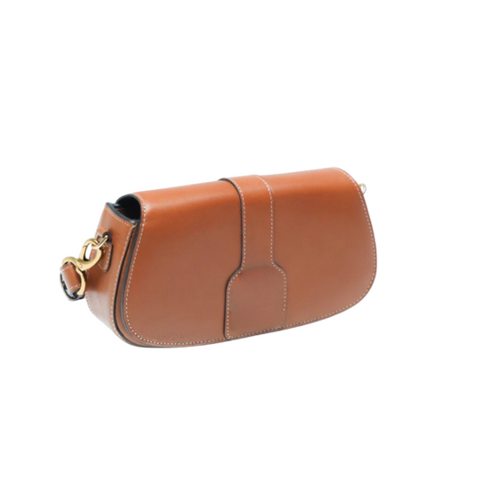 Regeneo Classic Brown Leather Baguette Bag